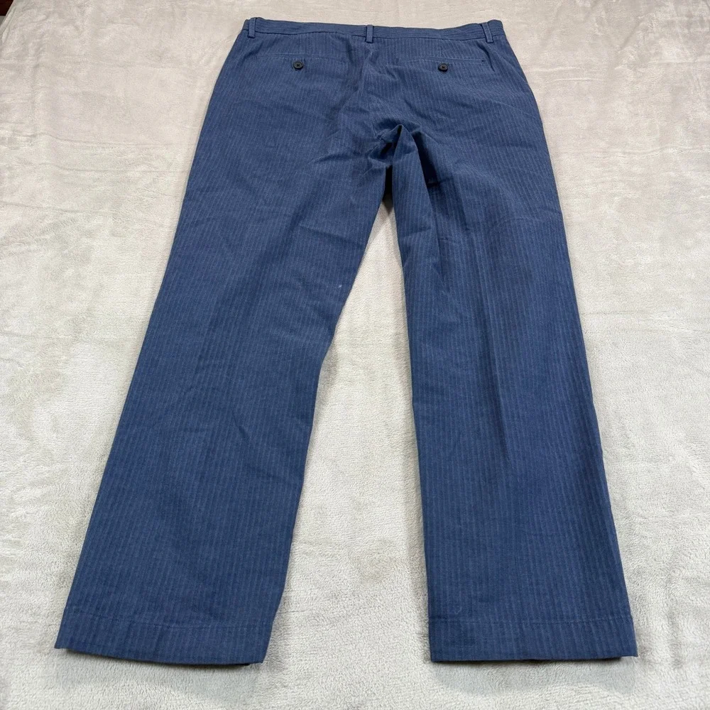 Banana Republic Mens 36x32 Slim Fit Blue Herringbone Stretch Chino Pants Casual